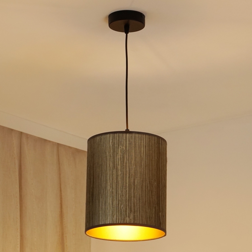 Brilagi - Lustr na lanku BOSTON ROLLER 1xE27/15W/230V pr. 21 cm sláma hnědá/zlatá