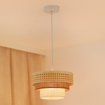 Brilagi - Lustr na lanku CEDAR LUNETA 1xE27/15W/230V pr. 25 cm ratan/hnědá/krémová