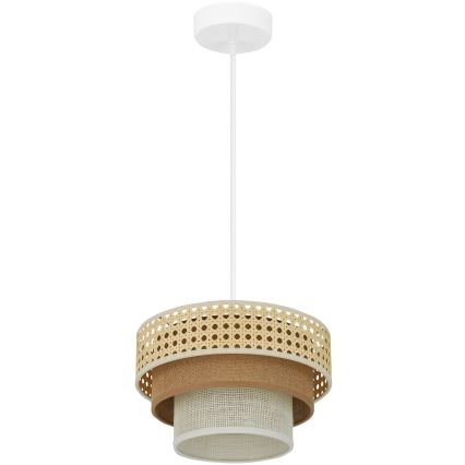 Brilagi - Lustr na lanku CEDAR LUNETA 1xE27/15W/230V pr. 25 cm ratan/hnědá/krémová