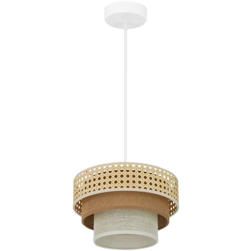 Brilagi - Lustr na lanku CEDAR LUNETA 1xE27/15W/230V pr. 25 cm ratan/hnědá/krémová