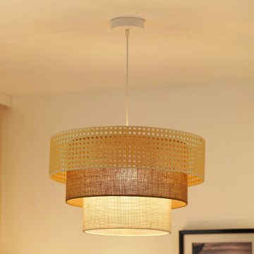 Brilagi - Lustr na lanku CEDAR LUNETA 1xE27/15W/230V pr. 45 cm ratan/hnědá/krémová