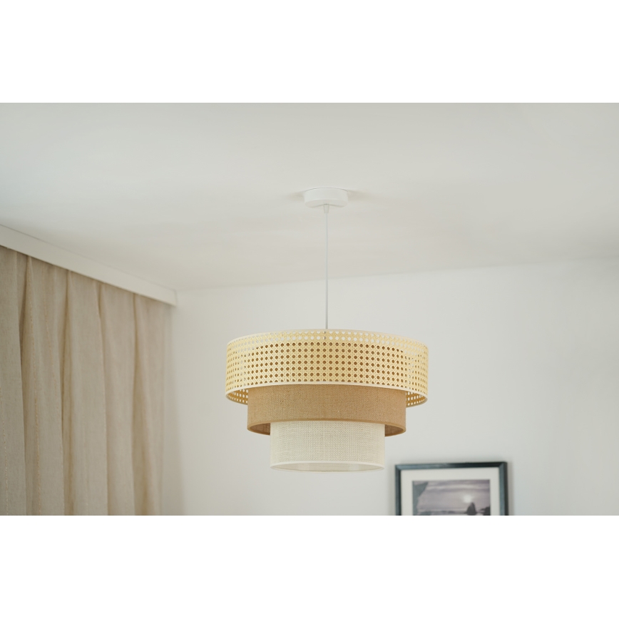 Brilagi - Lustr na lanku CEDAR LUNETA 1xE27/15W/230V pr. 45 cm ratan/hnědá/krémová