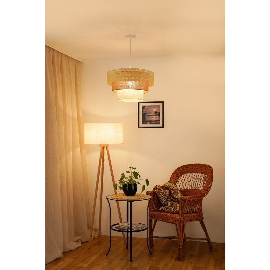 Brilagi - Lustr na lanku CEDAR LUNETA 1xE27/15W/230V pr. 45 cm ratan/hnědá/krémová