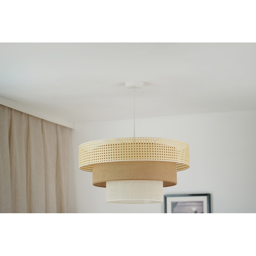 Brilagi - Lustr na lanku CEDAR LUNETA 1xE27/15W/230V pr. 60 cm ratan/hnědá/krémová