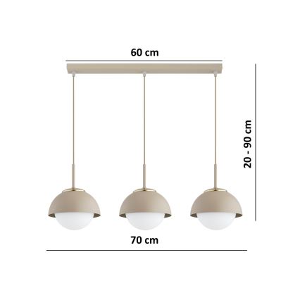 Brilagi - Lustr na lanku COSMO 3xE27/60W/230V béžová/zlatá