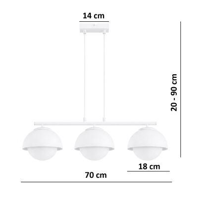 BRILAGI - Lustr na lanku COSMO 3xE27/60W/230V bílá/zlatá