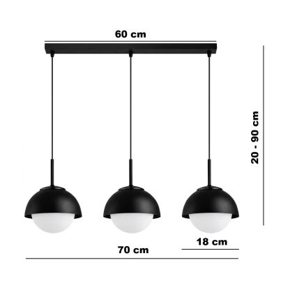BRILAGI - Lustr na lanku COSMO 3xE27/60W/230V černá