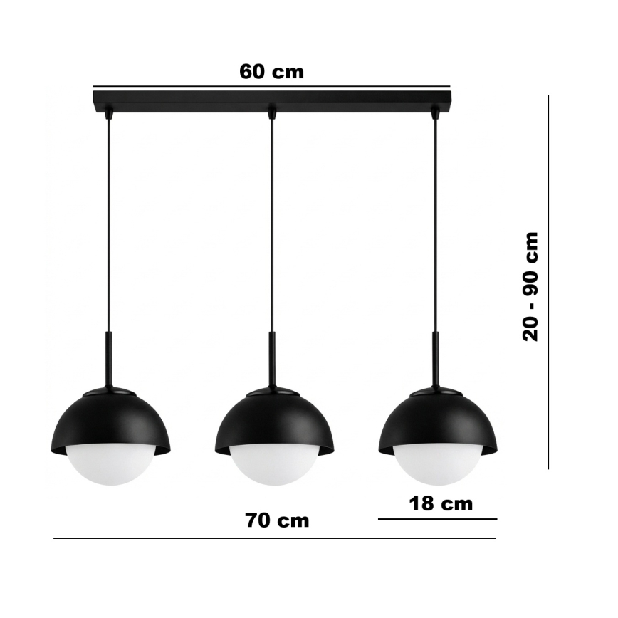 BRILAGI - Lustr na lanku COSMO 3xE27/60W/230V černá