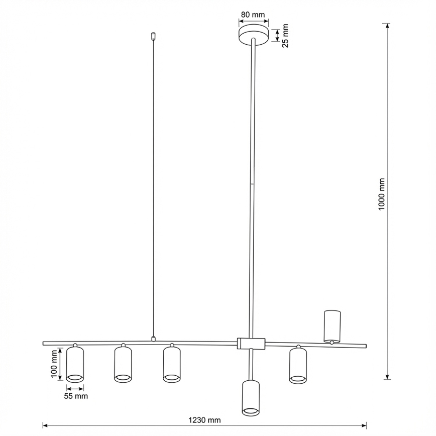 Brilagi - Lustr na lanku CRANE 6xGU10/30W/230V černá