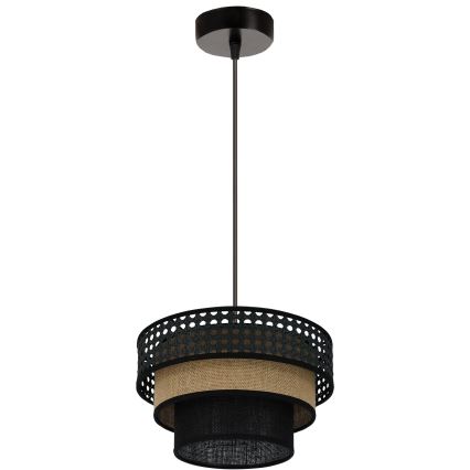 Brilagi - Lustr na lanku DAKOTA LUNETA 1xE27/15W/230V pr. 25 cm černá/ratan