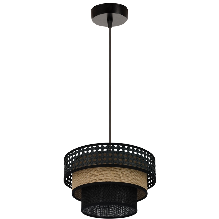 Brilagi - Lustr na lanku DAKOTA LUNETA 1xE27/15W/230V pr. 25 cm černá/ratan