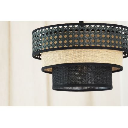 Brilagi - Lustr na lanku DAKOTA LUNETA 1xE27/15W/230V pr. 25 cm černá/ratan