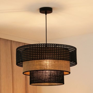 Brilagi - Lustr na lanku DAKOTA LUNETA 1xE27/15W/230V pr. 45 cm černá/ratan