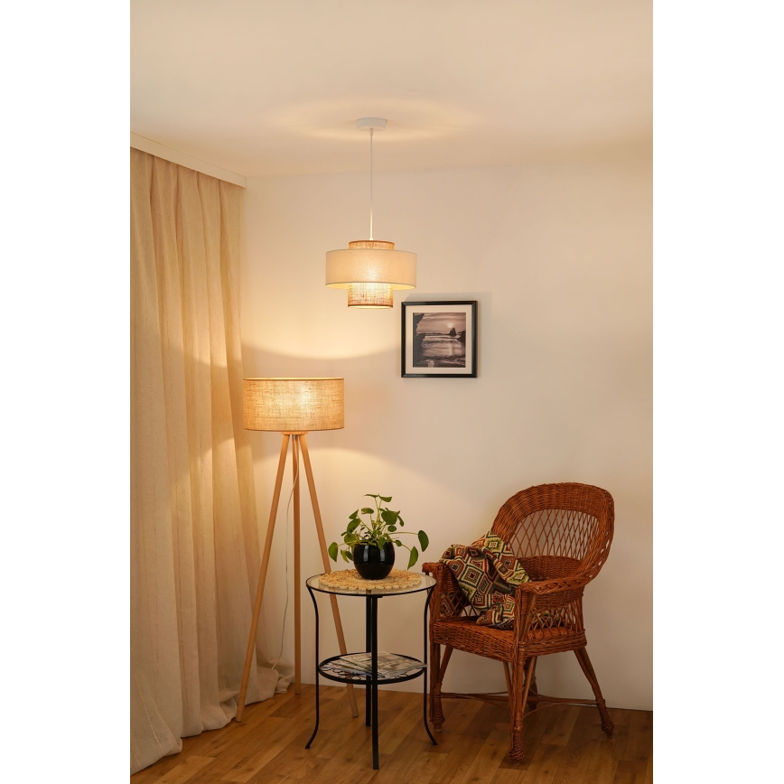 Brilagi - Lustr na lanku DALLAS 1xE27/15W/230V pr. 30 cm hnědá/krémová/bílá