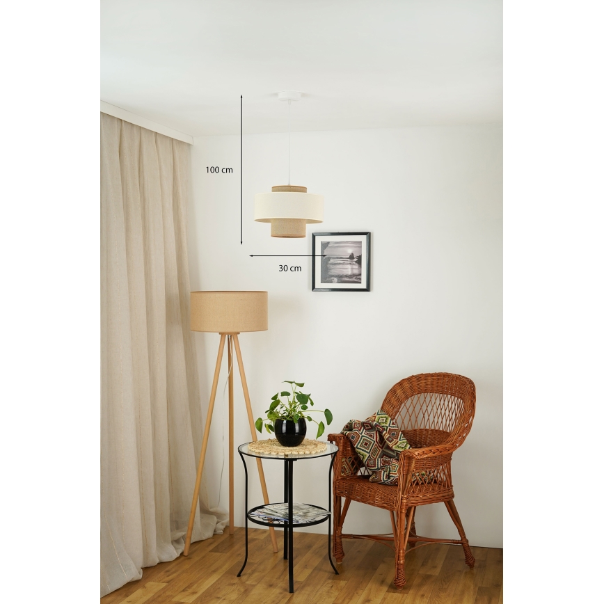 Brilagi - Lustr na lanku DALLAS 1xE27/15W/230V pr. 30 cm hnědá/krémová/bílá
