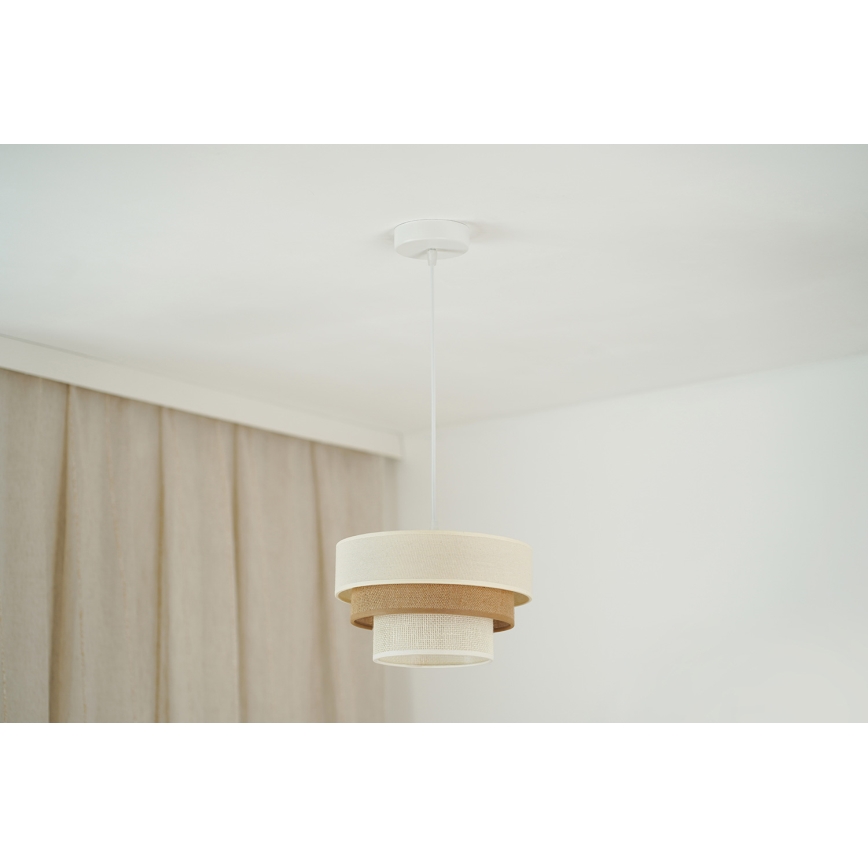 Brilagi - Lustr na lanku DENVER LUNETA 1xE27/15W/230V pr. 25 cm béžová/hnědá/krémová