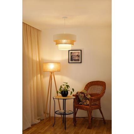 Brilagi - Lustr na lanku DENVER LUNETA 1xE27/15W/230V pr. 45 cm béžová/hnědá/krémová
