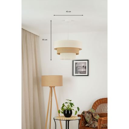 Brilagi - Lustr na lanku DENVER LUNETA 1xE27/15W/230V pr. 45 cm béžová/hnědá/krémová