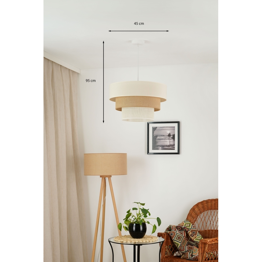 Brilagi - Lustr na lanku DENVER LUNETA 1xE27/15W/230V pr. 45 cm béžová/hnědá/krémová