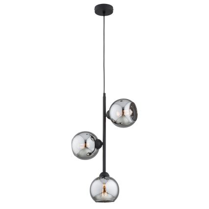 Brilagi - Lustr na lanku DIOR 3xE27/60W/230V černá/kouřová šedá