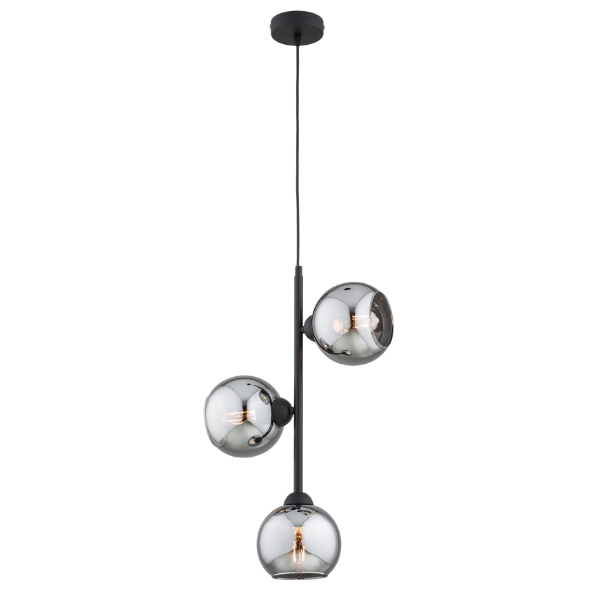 Brilagi - Lustr na lanku DIOR 3xE27/60W/230V černá/kouřová šedá
