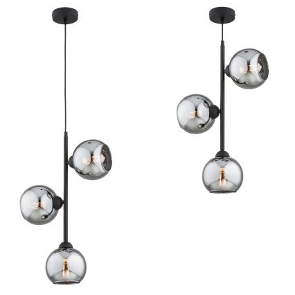 Brilagi - Lustr na lanku DIOR 3xE27/60W/230V černá/kouřová šedá