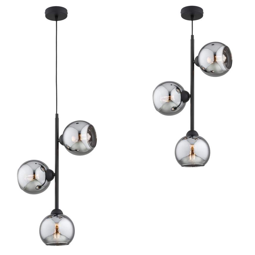 Brilagi - Lustr na lanku DIOR 3xE27/60W/230V černá/kouřová šedá
