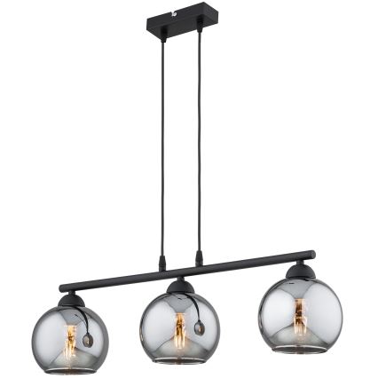 Brilagi - Lustr na lanku DIOR 3xE27/60W/230V černá/kouřová šedá