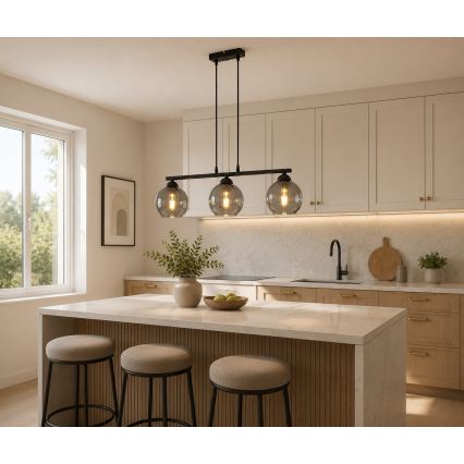 Brilagi - Lustr na lanku DIOR 3xE27/60W/230V černá/kouřová šedá