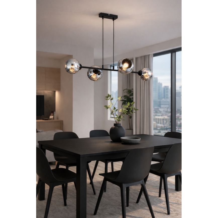 Brilagi - Lustr na lanku DIOR 4xE27/60W/230V černá/kouřová šedá
