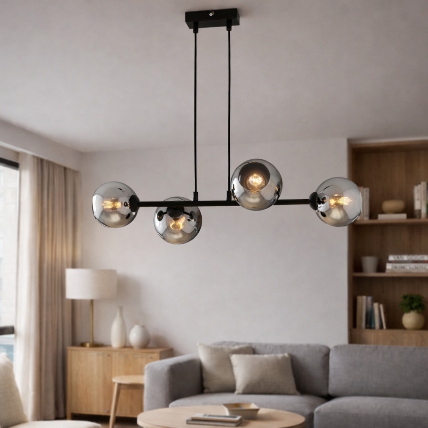 Brilagi - Lustr na lanku DIOR 4xE27/60W/230V černá/kouřová šedá