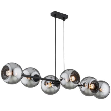 Brilagi - Lustr na lanku DIOR 6xE27/60W/230V černá/kouřová šedá