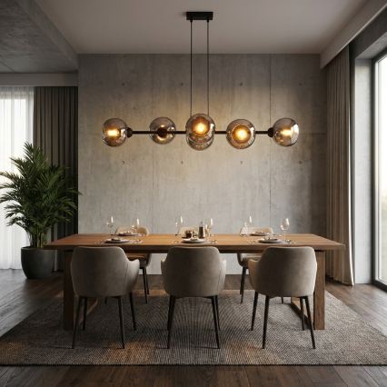 Brilagi - Lustr na lanku DIOR 6xE27/60W/230V černá/kouřová šedá