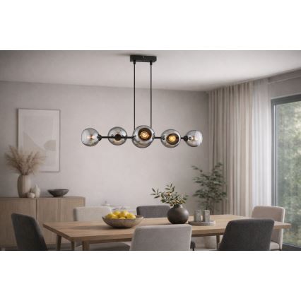 Brilagi - Lustr na lanku DIOR 6xE27/60W/230V černá/kouřová šedá