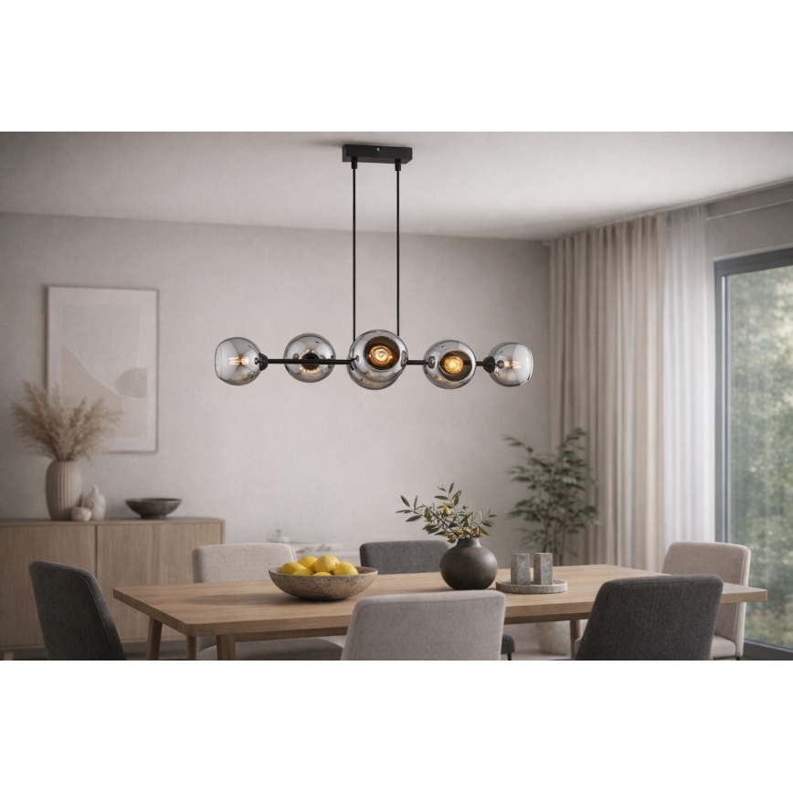 Brilagi - Lustr na lanku DIOR 6xE27/60W/230V černá/kouřová šedá