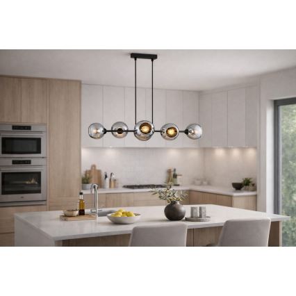 Brilagi - Lustr na lanku DIOR 6xE27/60W/230V černá/kouřová šedá