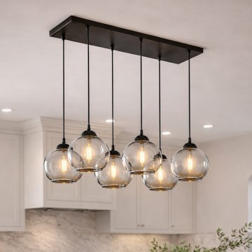 Brilagi - Lustr na lanku DIOR 6xE27/60W/230V černá/kouřová šedá