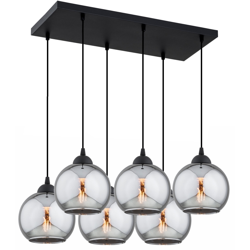 Brilagi - Lustr na lanku DIOR 6xE27/60W/230V černá/kouřová šedá