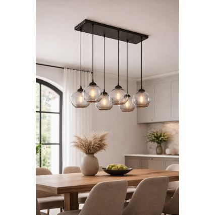 Brilagi - Lustr na lanku DIOR 6xE27/60W/230V černá/kouřová šedá