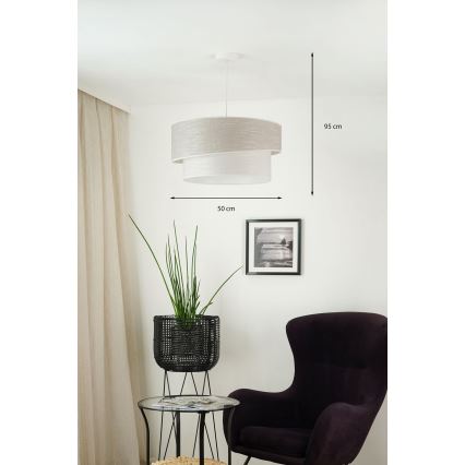 Brilagi - Lustr na lanku DOVER SHINE 1xE27/15W/230V pr. 50 cm šedá/krémová