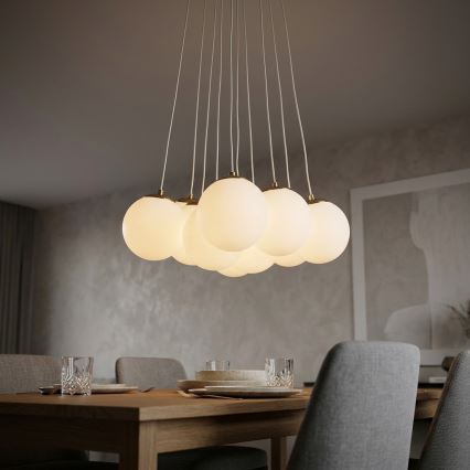 Brilagi - Lustr na lanku GLOBE 10xE14/15W/230V bílá