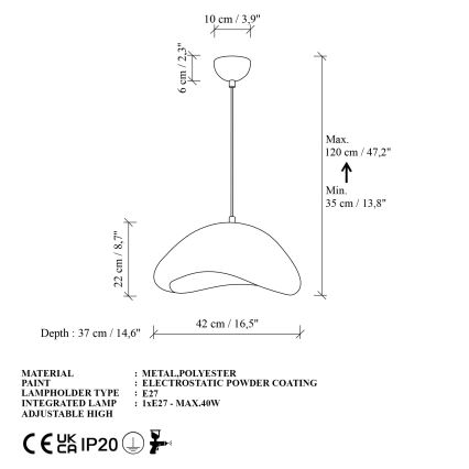 Brilagi - Lustr na lanku LUNA 1xE27/40W/230V pr. 42 cm bílá