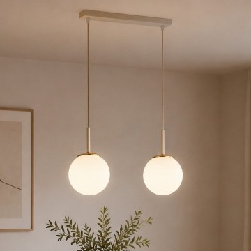 Brilagi - Lustr na lanku MILO 2xE27/60W/230V béžová/zlatá