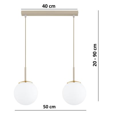 Brilagi - Lustr na lanku MILO 2xE27/60W/230V béžová/zlatá