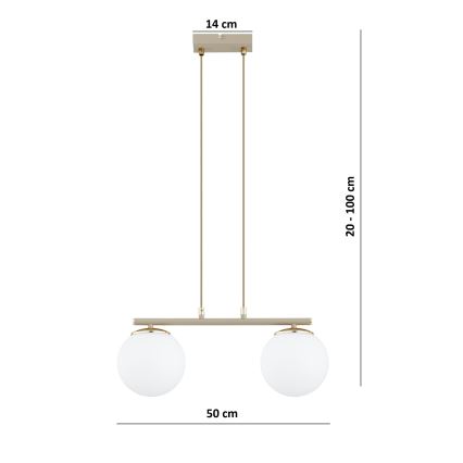 Brilagi - Lustr na lanku MILO 2xE27/60W/230V béžová/zlatá