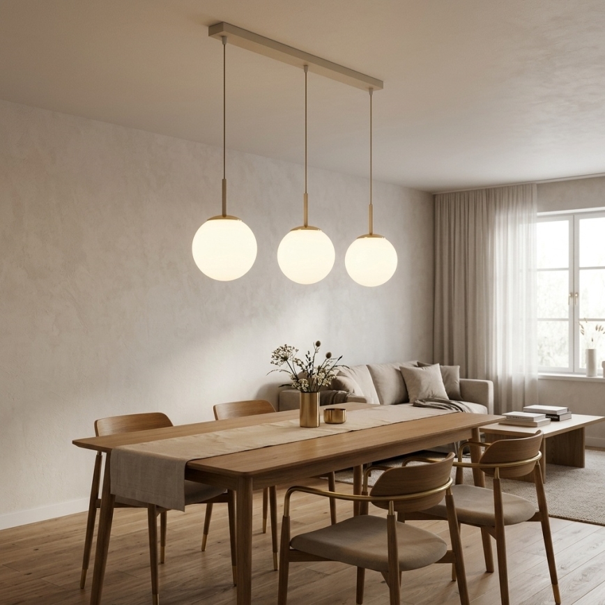 Brilagi - Lustr na lanku MILO 3xE27/60W/230V béžová/zlatá