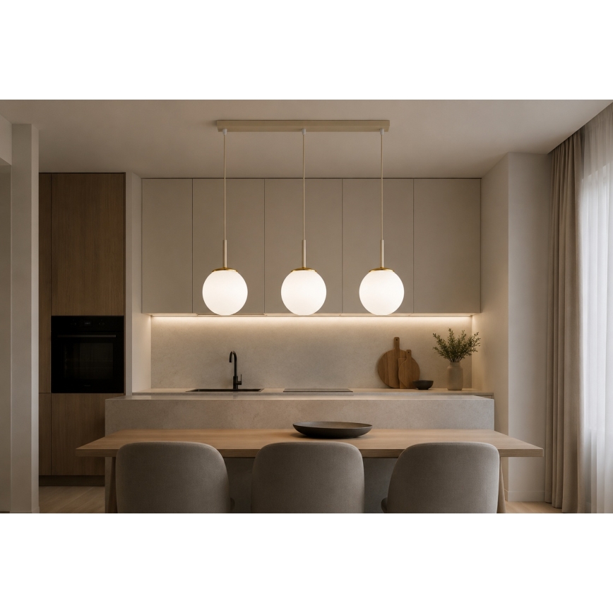 Brilagi - Lustr na lanku MILO 3xE27/60W/230V béžová/zlatá