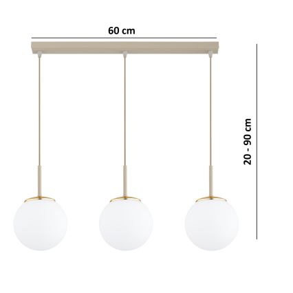 Brilagi - Lustr na lanku MILO 3xE27/60W/230V béžová/zlatá
