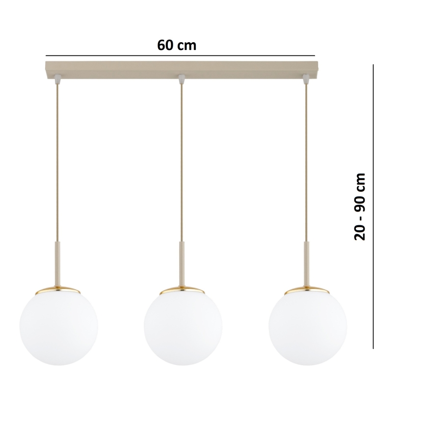 Brilagi - Lustr na lanku MILO 3xE27/60W/230V béžová/zlatá
