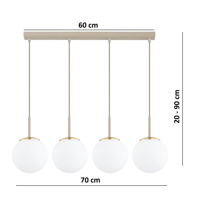 Brilagi - Lustr na lanku MILO 4xE27/60W/230V béžová/zlatá